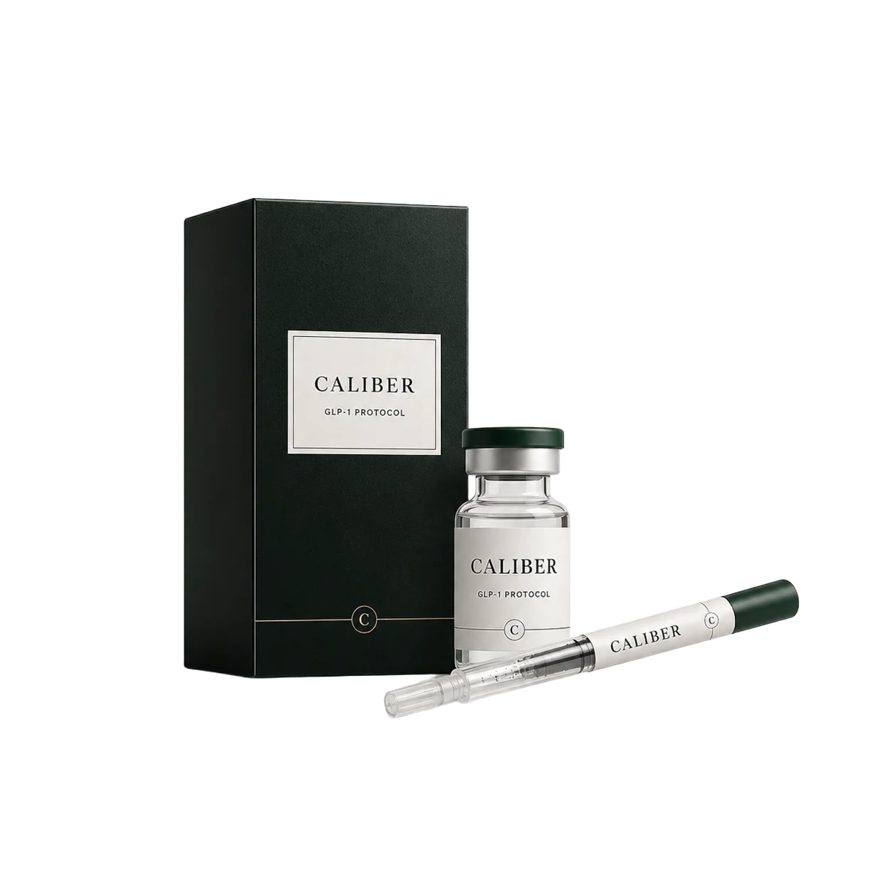 Caliber GLP-1 protocol box, vial, and injector